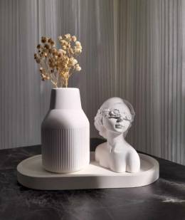 Kadın Figürlü 3'lü Vazo Seti & Dekoratif Obje & Tabak & Oval Vazo & Biblo & Dekoratif Eşya
